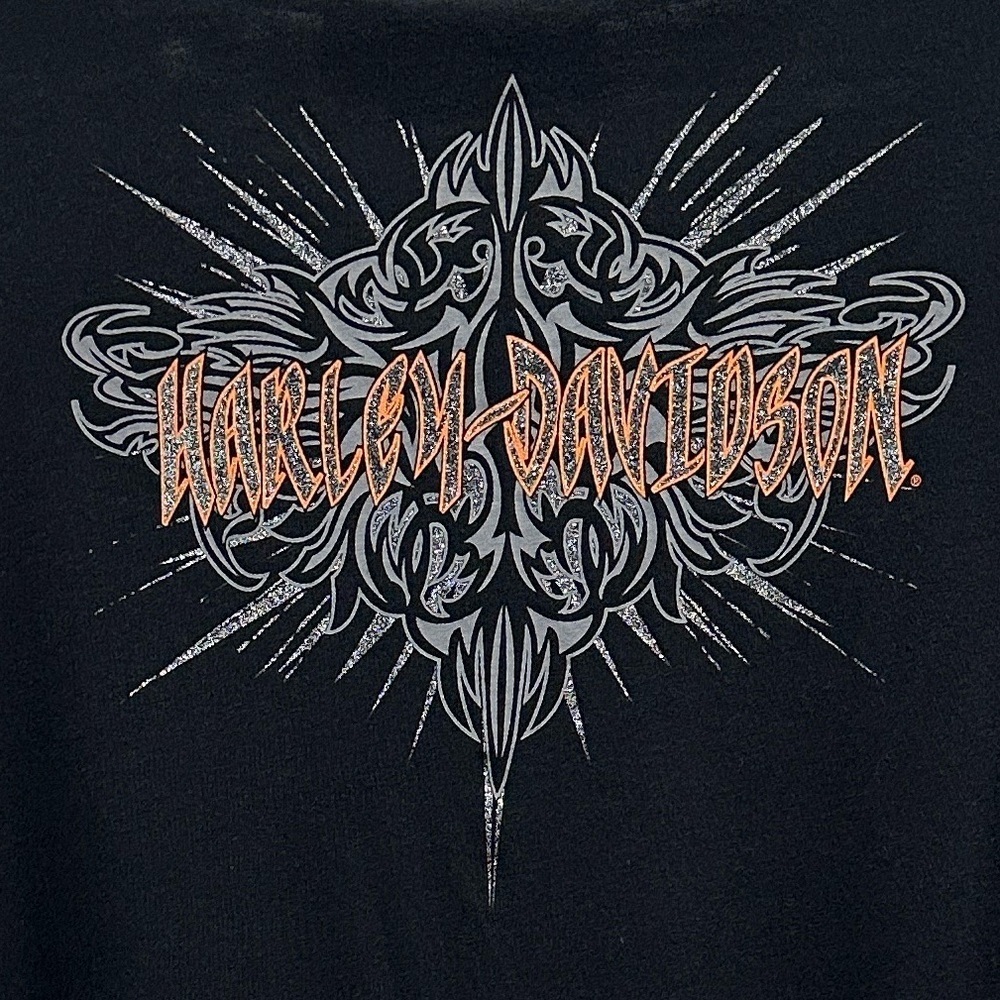 Harley-Davidson Black 3/4 Sleeve V-Neck Top Size Medium - Picture 7 of 11